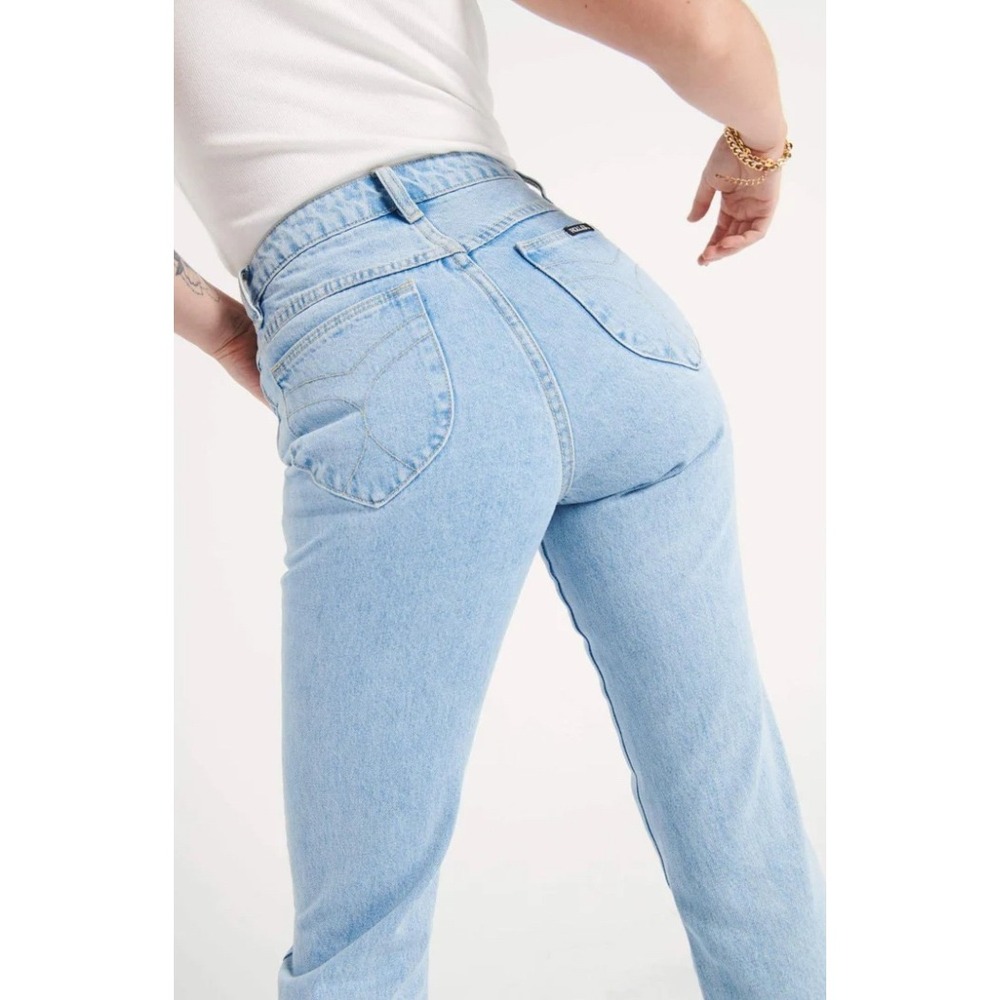 Rollas Original Straight High Rise Jeans Sunday Blue Light Wash Size 31